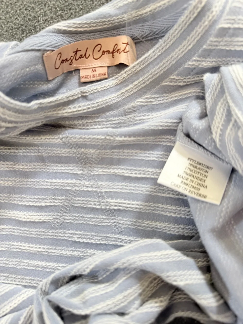 Coastal comfort striped crew neck long sleeve lagenlook boxy women’s medium top